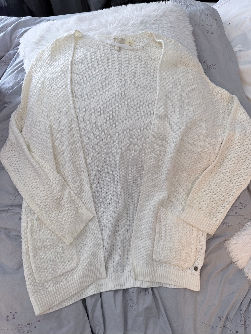 Roxy Cream Open-Front Knit Cardigan